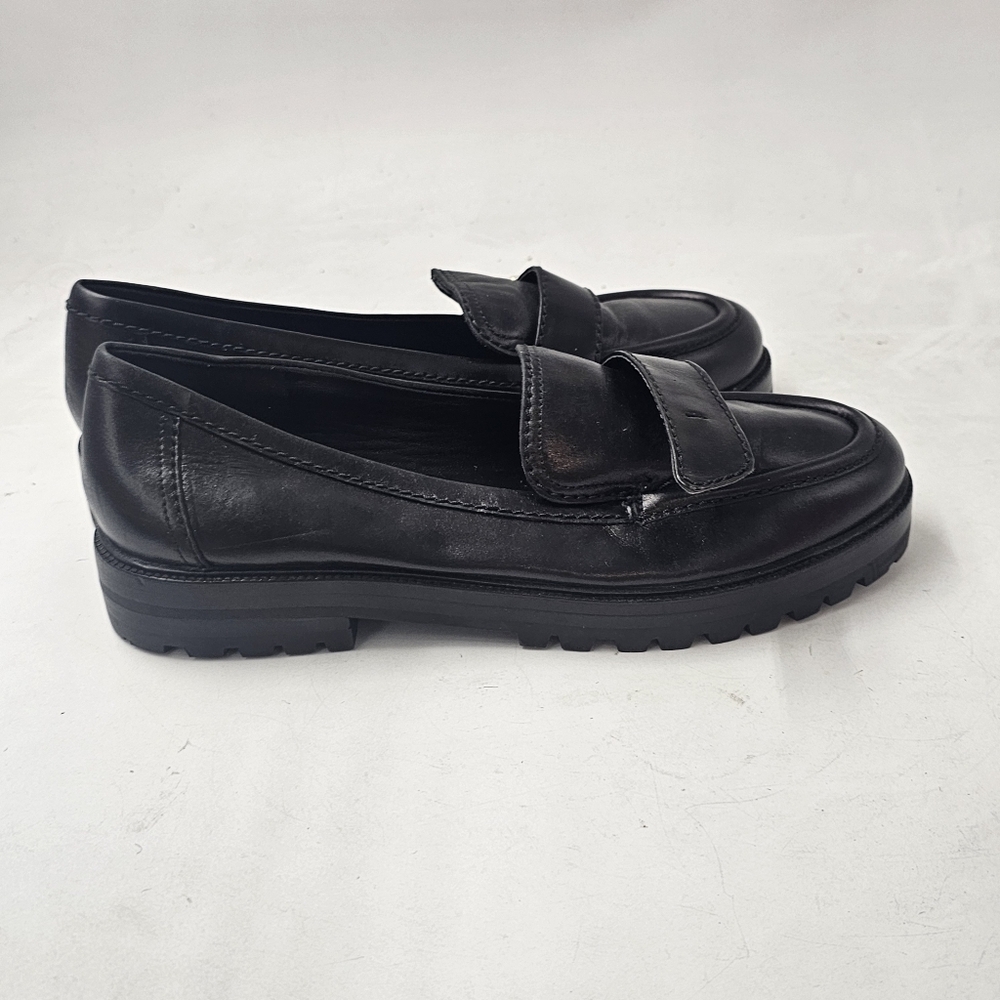 Kate Spade New York Posh Black Leather Lug Sole Loafer Size 8 - Picture 5 of 10